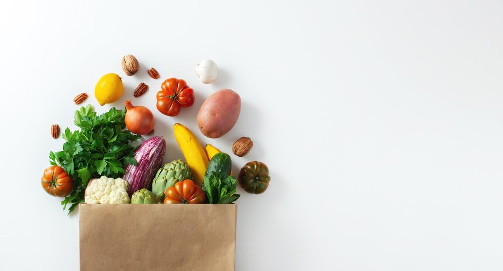 delivery healthy food background fruits vegetables