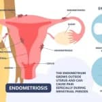 Illustration showing endometriosis symptoms and their impact on endometriosis fertility