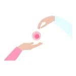egg donor concept with hands exchanging an egg cell illustration