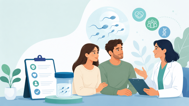 Couple discussing sperm donation facts with a fertility specialist