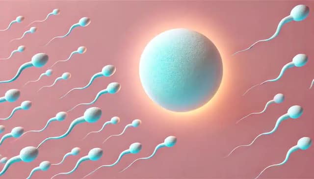 Home insemination tips illustration of sperm swimming toward egg representing conception process