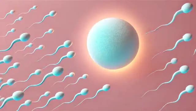 Home insemination tips illustration of sperm swimming toward egg representing conception process