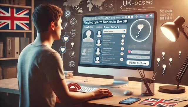 Person browsing donor profiles online during a sperm donor search