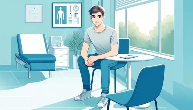 A British sperm donor sits in a clinic