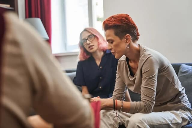 Couple discussing what it means to be donor conceived