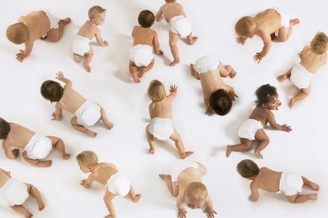 Sperm donor statistics UK concept showing multiple babies representing donor-conceived births data