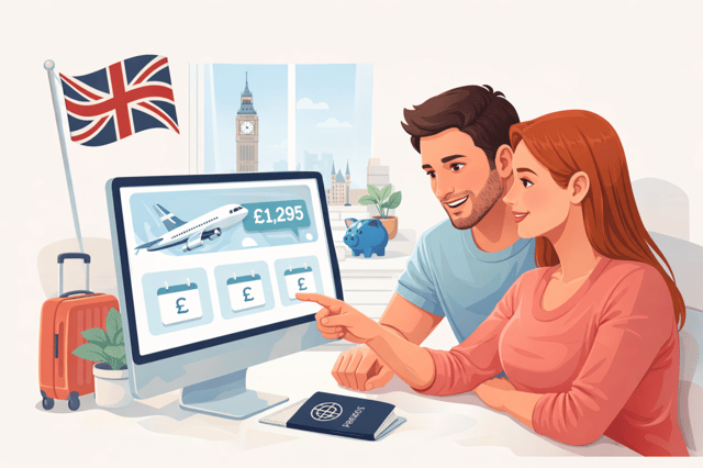 Cheap IVF abroad concept with couple comparing international fertility treatment costs online