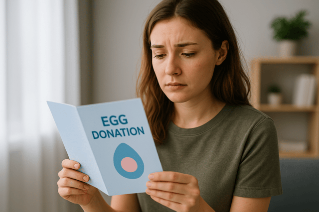 Freezing eggs concept with young woman considering egg donation and fertility preservation