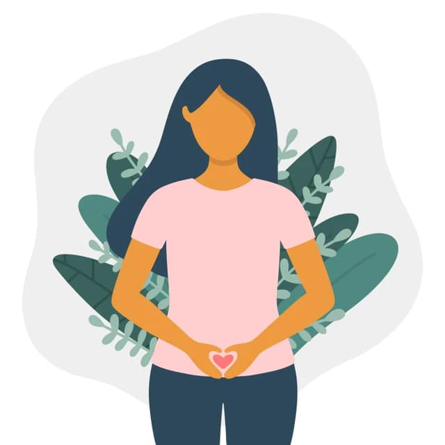 Woman holding her hands over her abdomen to represent female fertility
