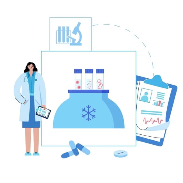 Illustration of donor egg IVF with frozen samples and fertility treatment