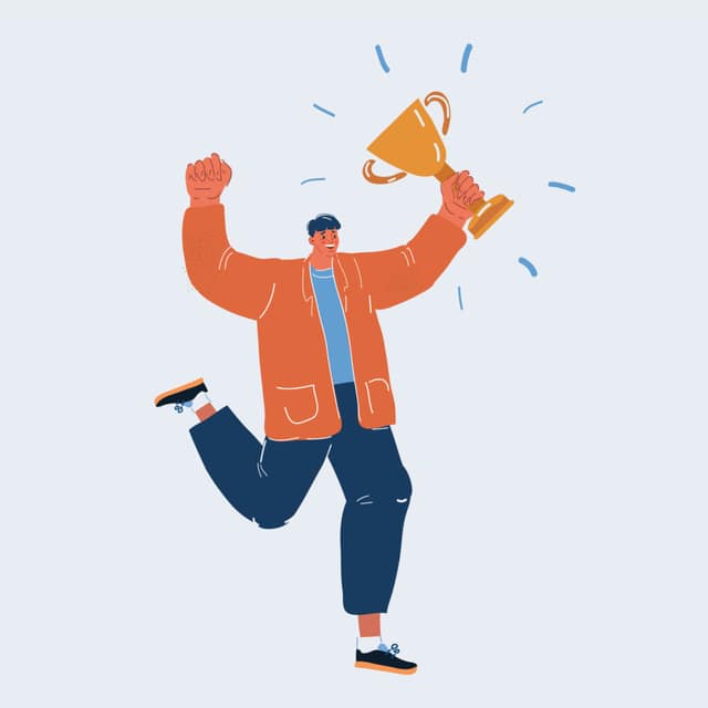 Illustration of a man holding a trophy concept of a chosen sperm donor