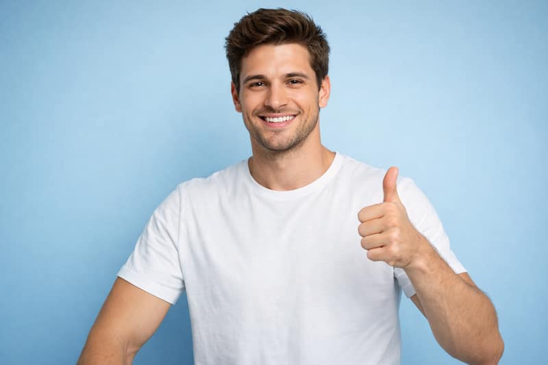 Sperm donor profile smiling man giving thumbs up