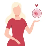 Egg donation UK illustration of woman holding egg cell symbol representing fertility treatment