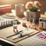 image representing home insemination in the UK. The scene shows a calm, private home setting with medical tools like syringes and vials