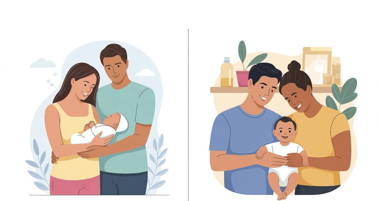 New parents welcoming their newborn early co-parenting illustration